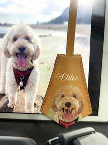 Customized Leather Pet Portrait Keychain Pendant, Personalized Leather Dog Portrait Souvenir, Customized Decoration With Name, Cute Animal Keychain Ornament - Multicolor - View 6