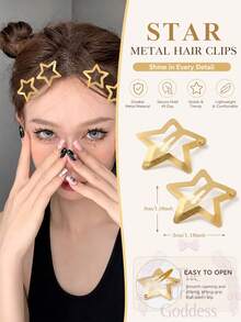 Multi-Piece Small Gold Star Hair Clips Available In 100/50/20/10 Pieces Hair Accessory Set For Women And Girls - B - View 1