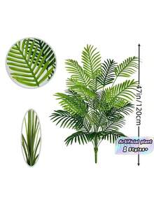Planta artificial grande de 120 cm, palmera simulada, hojas de palma tropical, planta de palma artificial, árbol alto, hojas de mango de plástico con tacto realista para interiores, adecuado para decoración del hogar, cocina, exterior, oficina (maceta no incluida) - Verde - Ver 11