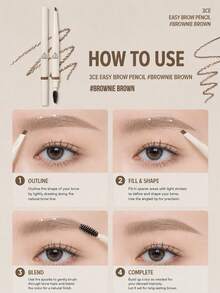 Pensil Alis 3CE Easy Shaping, #Deep Warm Brown 130mg, Dua ujung dengan kuas spiral. Bubuk halus, tidak menggumpal, tahan air, tahan keringat, dan tahan lama. Cocok untuk semua jenis kulit. - Pensil alis yang mudah dibentuk, warna cokelat tua hangat. - View 10
