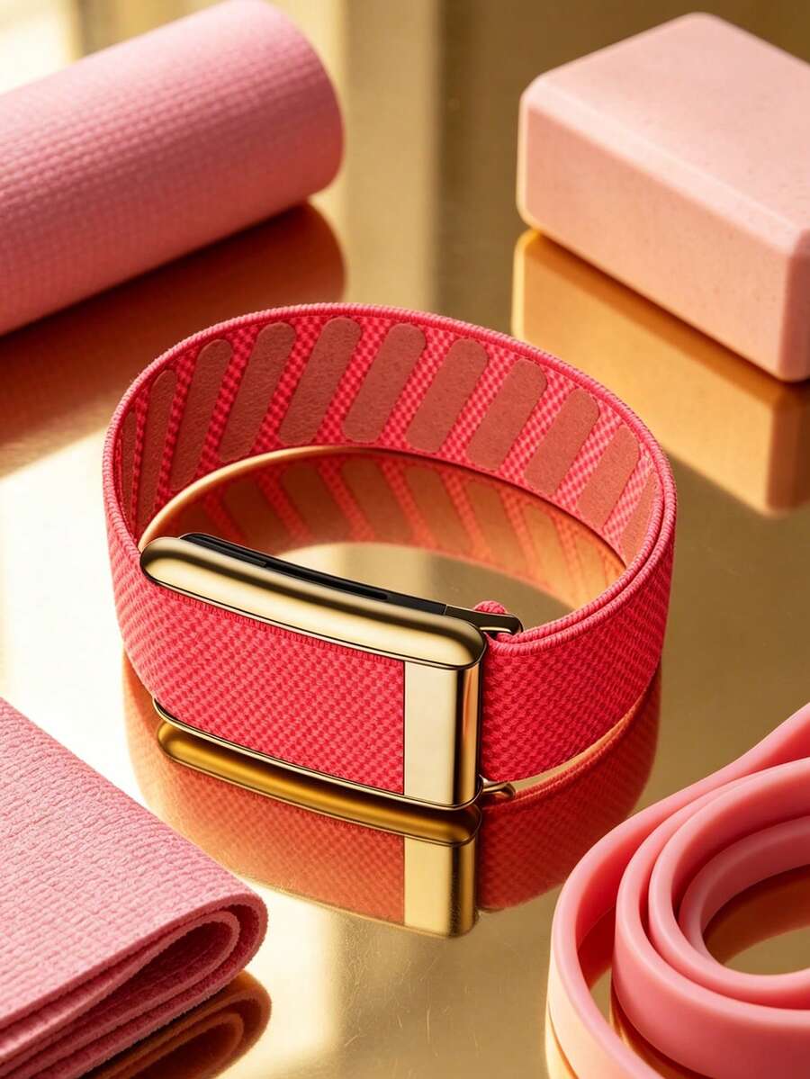 5.0 Super Luxury Braided Watch Band - Fit For 5.0/MG - ECG Compatible, High-Quality Accessory For Health & Fitness Wearable Devices - Premium Metal - Hot Pink - View 1