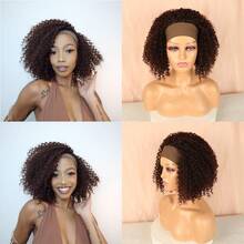 Afro Curly Hair Wig With Hairband, Women's Breathable Wig Design, LINDEZA+WIG CAP 4#/MEDIUM BROWN - 4# - 查看 1