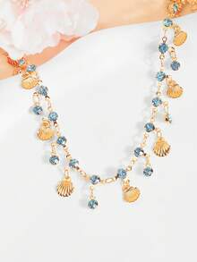 1pc Fresh Ocean Style Tassel Rhinestone Anklet, Beach Vacation Foot Jewelry - one-size - View 3