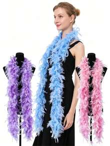 200-Centimeter Ultra-Long And Soft Imitation-Feather Boa, Colorful Feather Scarf, Suitable For Halloween Costumes, Solo Parties, Role-Playing, Clothing, Carnival, Wedding Photo Props, Theme Party Decorations, Reusable Lightweight Plush Accessories - A - View 19