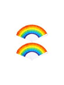 4 Rainbow Folding Fans, Featuring Classic Rainbow Stripes And White Fan Ribs Design. Lightweight And Easy To Open And Close, Effortlessly Bringing A Cool Breeze. Suitable For Summer Cooling, Party Performances And Rainbow Themed Events. Extremely Eye-Catching, Great For Photos. Room Decor, Party Decor, Wedding Decor, Classroom Decor, Red Blue White Birthday Decor - View 10
