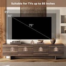 78 Inch Modern TV Stand TVs Up To 85, Entertainment Center With With Solid Wood, Management, Push-Openers, Soft-Closing Hinges & Adjustable Shelves Living Room - 1 - View 7