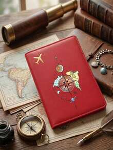 1pc Map Compass Fashion Pattern Passport Cover, Minimalist Design, Foldable For Convenient Use, Travel Essential, Stylish Passport Holder. Personalized Passport Protective Sleeve Card Holder, Cruise Essential, Yellow, Black, Blue, Pink, Red, White, 6 Color Options, Colorful, Minimalist, Personalized, Unique, Travel Essential For Passport Holders - Multicolor - View 17