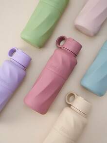 1pc Personalized Customization Name Silicone Training Cup Portable Flip Lid Water Cup Daily Use Feeding Accessory Water Bottle, Birthday Gift - Multicolor - View 4