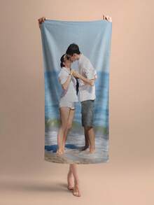 1pc Customizable Photo Beach Towel – Soft, Highly Absorbent, Quick-Drying, 100% Polyester Microfiber Material, Summer Essential, Suitable For All Ages, Windproof And Sun-Protective, Ideal For Beach, Party, Travel, Camping And Other Activities, Perfect Holiday Gift - Multicolor - View 5