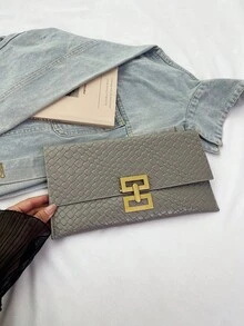 New Niche Design Fashion Crocodile Embossed Envelope Clutch Bag Vintage Women's Purse - Light Grey - View 6