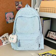 1pc Star Print Fashion Backpack With Pendant, Unisex Back To School Gift, Stylish Star Student School Bag, Large Capacity Portable Women's Backpack, Suitable For Primary, Middle, High School And College Students, Laptop Bag, High Quality Women's Bag, Great Holiday Gift And Travel Essential, Can Hold Summer Clothes - Multicolor - View 18
