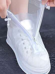 2 Pasang Pelindung Sepatu Tahan Air dengan Resleting, Pelindung Sepatu Bot Hujan PVC yang Dapat Digunakan Kembali, Dapat Dicuci dengan Tangan, Tahan Aus dan Anti Selip, Unisex, Pelindung Sepatu Hujan Transparan, Melindungi Sepatu Sneaker dan Sepatu Bot - beraneka warna - View 2