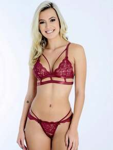 Women Sexy Lingerie Sets - Burgundy - View 3