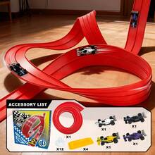 Dual Track Racing Toy (4m Long), New DIY Dual Track Racing Set With Soft Track, Children's Racing Car, Visual And Hands-On Brain Development, Birthday Gift, Christmas Gift, Boys And Girls Early Education STEM Toy, Halloween And Christmas Gift - Multicolor - View 9