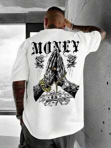 Zrgoth Men's Casual And Versatile Short Sleeve T-Shirt With Simple Money  Print - 白色 - 查看 3