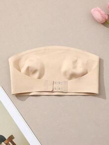 3Pcs/Set Women's Strapless Seamless Front Closure Wireless Non-Slip Sexy Bandeau Camisole Bra, Invisible Wireless Half Cup One-Piece Lingerie - Three-color Set - View 5