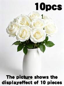 1pc/10pcs/20pcs/30pcs White Artificial Roses Premium Fake Flowers For Home Decor Room Decor Dining Table Decor Wedding DecorBridal Bouquet WristCorsage FlowerArrangement. SuitableForHomeRestaurantBedroomVaseDecoration - White - View 11
