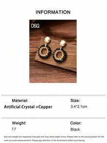 OOQ 1 Stück Vintage Boho-Stil geometrische Tropfen-förmige Ohrringe mit Kunstkristallen, modisch & elegant, vielseitig tragbar für Mädchen und Frauen, geeignet für den täglichen Gebrauch, Hochzeitssaison, Valentinstag Geschenk für Freunde und Liebhaber (handgemachte Perlen in zufälligen Farben, Mengen und Positionen) - Schwarz - Übersicht 7