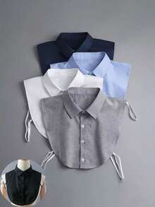 4 piezas/3 piezas/2 piezas/1 pieza Camisas de estilo profesional multifuncional con cuello falso, cuello cuadrado, cuello puntiagudo y cuello falso - Multicolor - Ver 1