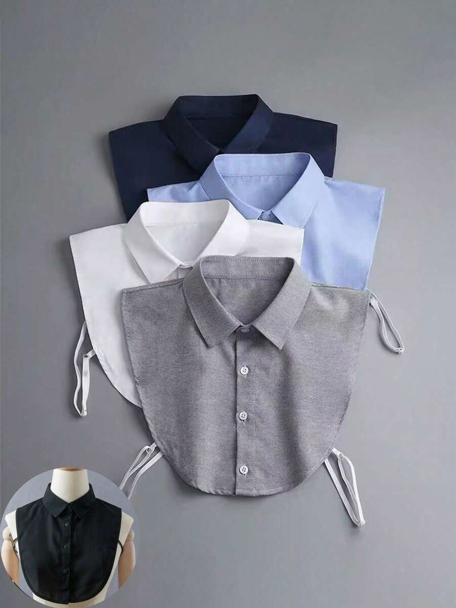 4 piezas/3 piezas/2 piezas/1 pieza Camisas de estilo profesional multifuncional con cuello falso, cuello cuadrado, cuello puntiagudo y cuello falso - Multicolor - Ver 1