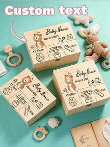 Caja de recuerdos personalizada, Caja de recuerdos con texto personalizado, Caja de almacenamiento de madera personalizada, Caja de recuerdos personalizada, Patrón de animal lindo, Caja decorativa personalizable, Caja de madera, Caja de recuerdos para vacaciones, Regalo de cumpleaños, Aniversario, Decoración del hogar, Regalo único, Dormitorio, Hogar, Amigos - Multicolor - Ver 4