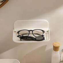 Estantería de almacenamiento plegable sin taladro, estantería de almacenamiento plegable montada en la pared, estantería para el baño, estantería para la cama, estantería para el teléfono, estantería de almacenamiento sin taladro para el dormitorio, estantería para el decodificador, baño - Blanco - Ver 1