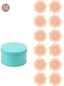 2/12入 矽膠乳貼 可重複使用 女用胸部花瓣貼 隱形胸貼 內衣墊貼 黏貼式胸墊貼 - 彩色 - 查看 10