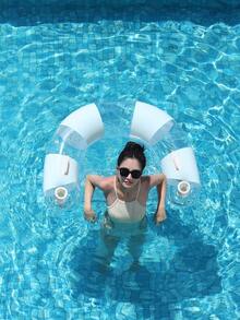 Transparent Glitter Inflatable U-Shaped Pool Lounger With Handle And Cup Holder, Adult Floating Bed For Swimming Pool, Lake, Beach - Multicolor - View 4