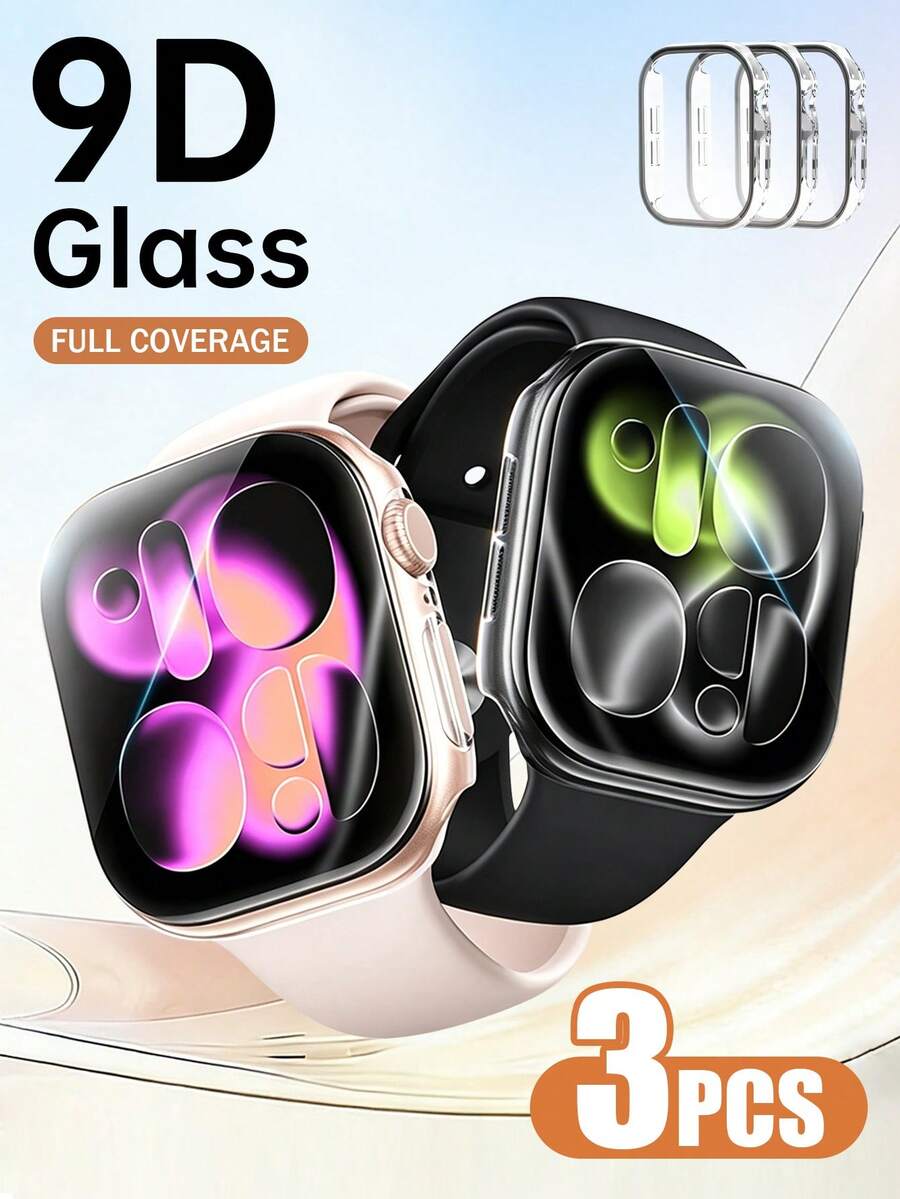 Yezodawee 3 Stücke Set transparente PC Schutzhülle, kompatibel mit Apple Watch Series 10, stoßfest, Cut Out Design, kompatibel mit Apple Watch Series 8/Ultra/Series 7/Series 11, 42mm/46mm - Transparent - Übersicht 1