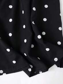 EARO Fashion Plus Size Black Polka Dot Camisole, Regular Length Non-Stretch, Stylish Design Versatile Elegant Casual - Black - View 5