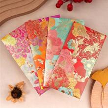 6Pcs Gold Foil Floral Koi Fish Decorative Envelopes, Vintage Pattern Gift Envelopes For Wedding Holiday Party - A - View 2