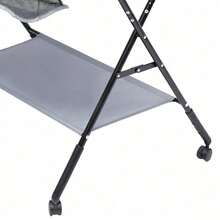 Height-Adjustable Baby Changing Table With Oxford Cloth, Iron Frame, And Storage Shelves - Grey - View 4