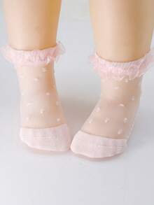 1 Pair Girls' Lightweight Breathable Princess Style Pretty Children's Socks Summer Baby Socks For Daily Use - Pink - View 3