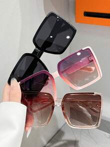 Visivana 3pcs Square Beach Classic Design Women's Fashion Eyeglasses, Suitable For Music Festivals, Outdoor Travel, Beach Parties Elegent Modern - Multicolor - View 4