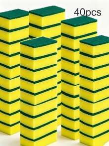 1/40pcs High Absorbent Double-Sided Sponge - Magic Rust Removal Pot Cleaning Brush | Kitchen Cleaning Tool, Suitable For Home Kitchen - Used For Dishwashing And Pot Scrubbing - As Well As Countertop Cleaning And Bathroom Scrubbing - A - View 9