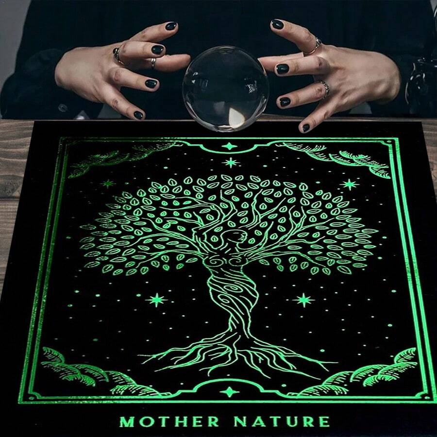 1PC Tarot Altar Cloth With Life Of Tree Design Witchy Cloth Suitable For Tarot Readings Moon Phase Ceremonies Meditation Spaces Practices Elegant Mandala Altar Cloth With Vintage Floral Table Cloth Astrology Oracle Mat Tarot Tablecloth Boho Playmat - Multicolor - View 1