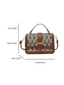 Dedoo 波希米亞風輕量商務休閒極簡金屬飾翻蓋方包（兩側隨機配飾扣環）適合青少年女孩、女性、大學生、初級白領，適用於辦公室、學校、工作、商務、通勤、戶外、旅行等場合 - 彩色 - 查看 3
