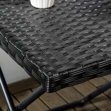Small Square Patio Side Table With Woven Top For Balcony & Porch - Black - View 9