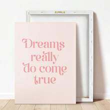 1pc Canvas Wall Art With Frame, Pink Vintage Quote "Dreams Come True" Inspirational Poster, Suitable For Modern Home Decor, Room Decor, Dorm Decor, Bedroom Decor, Living Room Decor, Bathroom Decor, Kitchen Decor, Dining Room Decor, Living Room Decor, Office Decor, School Decor, Classroom Decor, Back To School Decor, Waterproof Poster, Bohemian Style Living Room, Gift, Apartment Decor, College Style Poster - A - View 4