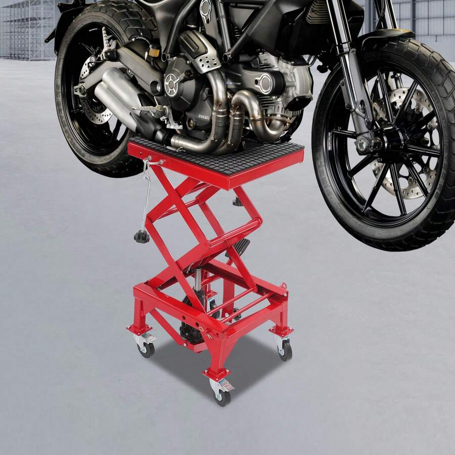 Motorrad-Hebebühne Hydraulische Motorrad-Hebebühne Hydraulische Mittelständer-Hebebühne mit 4 Rädern - A - Übersicht 1