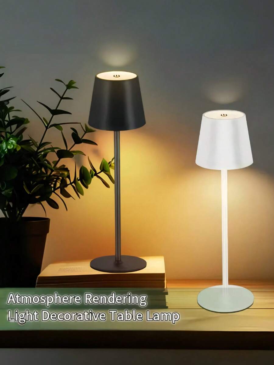 1pc Rechargeable LED Desk Lamp, Wireless Battery Powered Table Lamp, Shower Light, Bathroom Light, 3-Color Stepless Dimming, Suitable For Dining Room, Patio, Bedroom, Bar, Study, Office, Valentine's Day Gift Choice, Lamp Shades, Desktop Decorative Light, Decorative Lighting, Night Light, Holiday Lighting, Small Book Light, Other Light Accessories - Multicolor - View 1