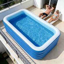 Family Inflatable Rectangular Pool, Durable PVC Outdoor Backyard Pool For Family Gatherings, Summer Parties, And Garden Leisure(305*183cm) - 305x183cm - View 11