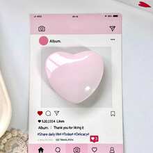 Glossy Macaron Color Heart-Shaped Phone Socket Adhesive Stand, INS Style Cute Girly Desktop Phone Holder, Creative Niche Design - Multicolor - View 6