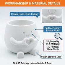 Mini Cute Expression Succulent Plant Pot, Heart-Shaped Plastic Succulent Planter, 6cm/2.4 Inch Small Pot, Suitable For Desk, Office, Shelf And Home Decor, White, Gray - A - View 9