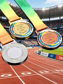 Custom Stainless Steel Medal: A Gold-Plated Sports Medal Featuring Customizable Text. Create A Personalized Award Complete With Logos And Names-Perfect For School And Family Support, Prizes For Adult Sports Leagues, Motivational Gifts, And Highly Com - Multicolor - View 3