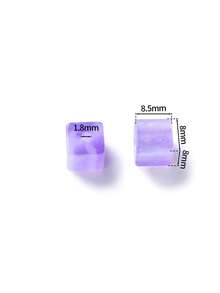 6pcs 8mm UV Sensitive Color-Changing Resin Square Loose Beads, High Transparency Fine Glitter Gradient Beads, DIY Beading Material - Square Light-changing Gradient Beads - View 3