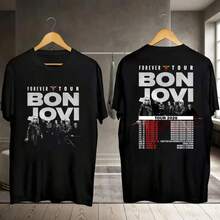 Bon Jovi Forever Tour 2026 T-Shirt, Bon Jovi Concert T-Shirt, Bon Jovi Rock Band T-Shirt, Gift For Bon Jovi Fans, Bon Jovi 80s T-Shirt, Bon Jovi Merchandise - 黑色 - 查看 1