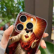 Phone Case: Fast Local Delivery. Mobile Phone Case: Sacred Heart Of Jesus Print Case, Religious Themed Protective Phone Case, Suitable For IPhone 17/16/15/14/13/12/11/X/XS/Pro/Max/Plus/Pro/Air. Suitable For A10case, Transition, , And HONOR. - 無色 - 查看 4