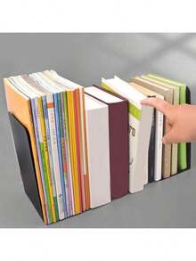 1/2件極簡金屬書立，防滑設計，大號/特大號書架，適合學生書籍，理想的學校用品，返校桌面收納，辦公用品，桌面配件，辦公桌物品 - B - 查看 4