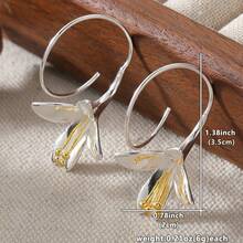 Vintage Style Two-Tone Earrings, Suitable For Women's Vacation Minimalist Style, Bohemian Festival Commemorative Jewelry Accessories - Two-color - View 2